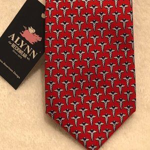 NWT Alynn 100% Silk Red Caduceus